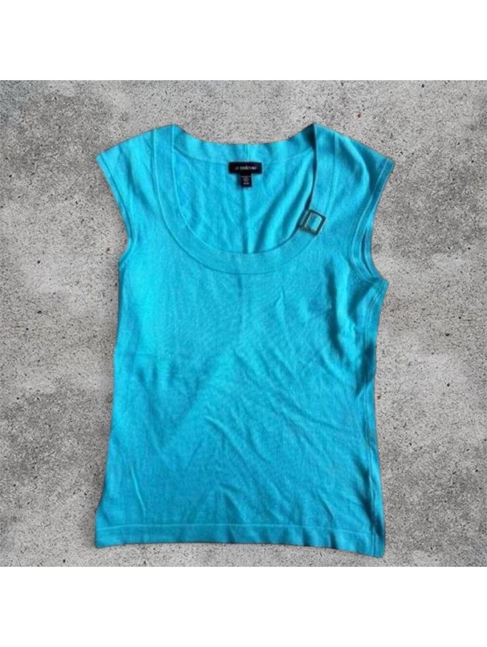 La chateau turquoise/aqua top with buckle detail
